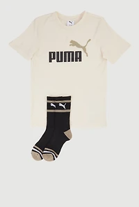 Boys Puma Logo Graphic Tee with Socks