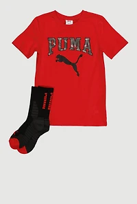 Boys Puma Logo Graphic Tee and Socks