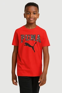 Boys Puma Logo Graphic Tee and Socks, Red, Size M