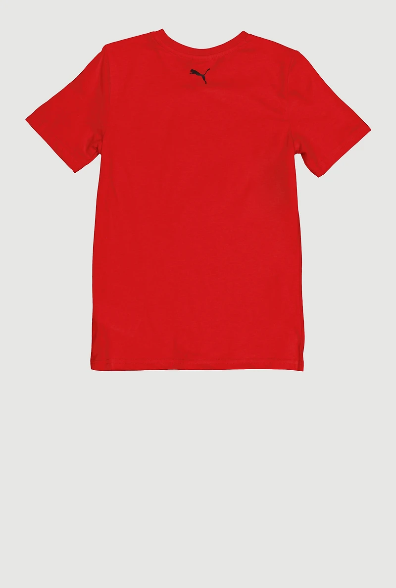 Boys Puma Logo Graphic Tee and Socks, Red, Size M