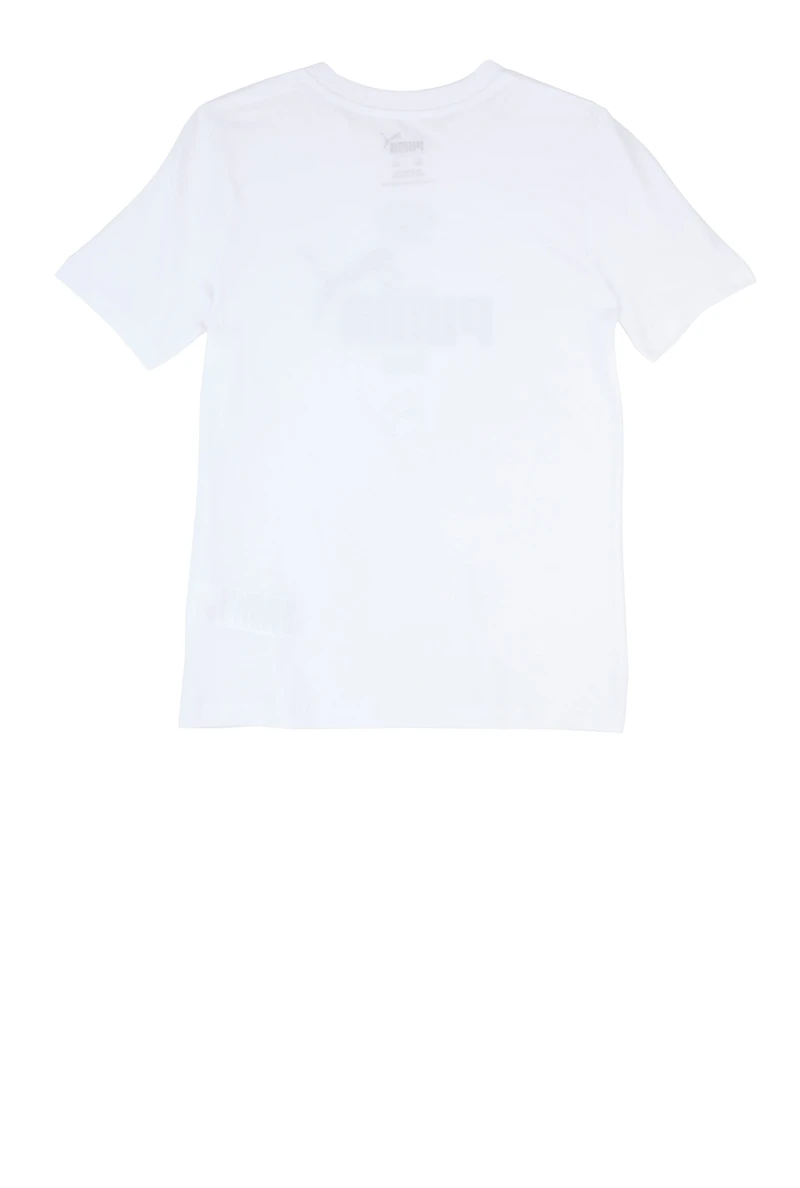 Boys Puma Logo Crew Neck Top, White, Size XL