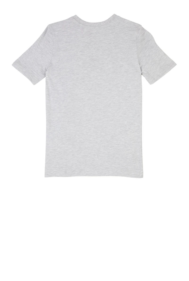 Boys Puma Logo Marled Crew Neck Tee, Grey,