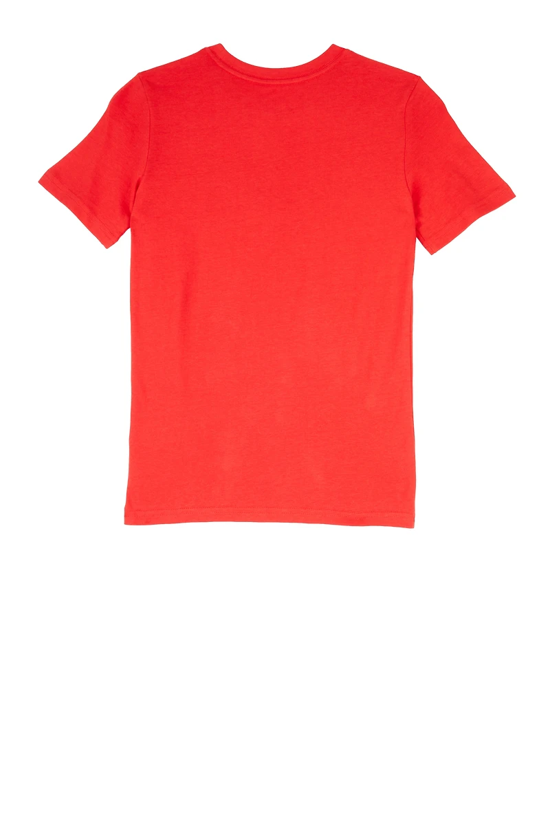 Boys Puma Logo Graphic Crew Neck Tee, Red, Size L