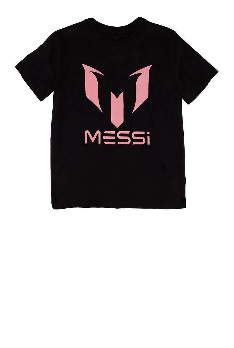 Boys Messi Logo Short Sleeve T Shirt