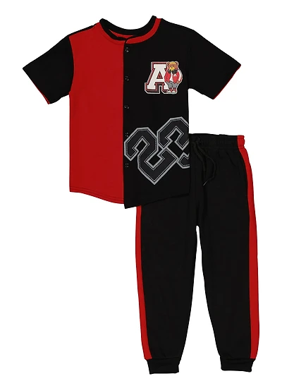 Little Boys Color Block Graphic Top and Joggers