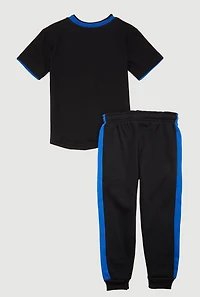 Little Boys Color Block Graphic Baseball Shirt and Joggers,