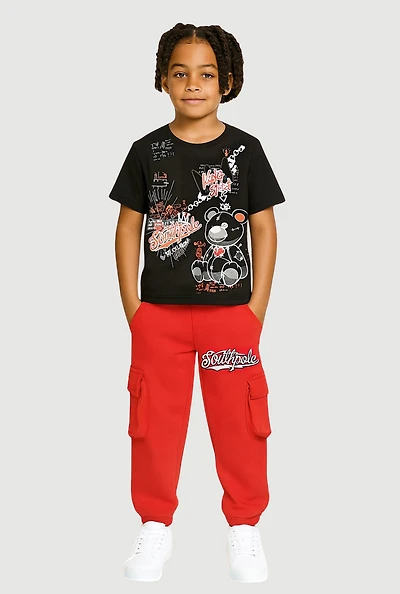 Little Boys King Street Graphic Tee and Cargo Joggers, Multi, Size 5-6