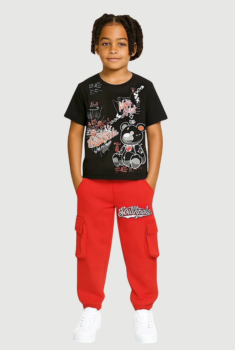 Little Boys King Street Graphic Tee and Cargo Joggers, Multi,