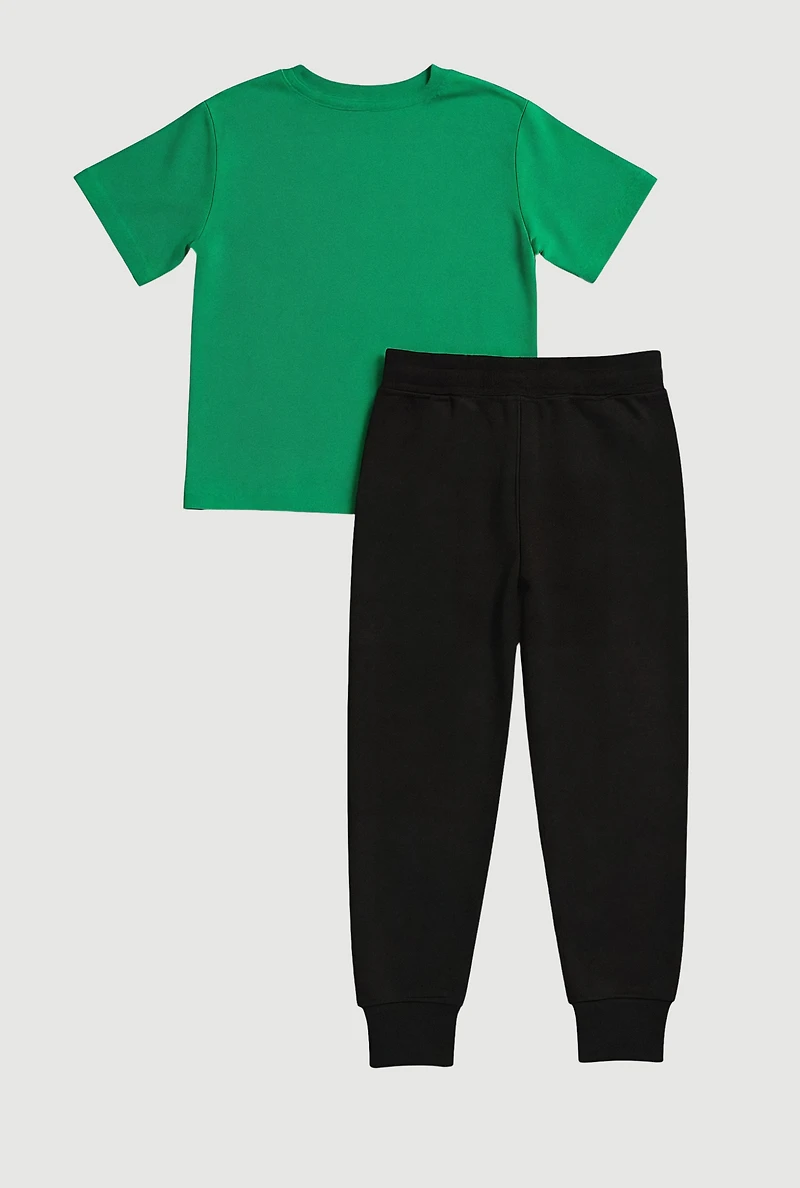 Little Boys Southpole Crew Graphic Tee and Joggers, Green, Size 4
