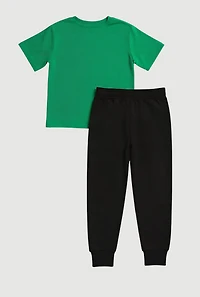 Little Boys Southpole Crew Graphic Tee and Joggers, Green, Size 4