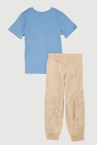 Little Boys GOAT Graphic Tee and Cargo Joggers 2 Piece Set, Multi, Size 5-6