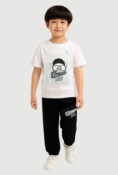 Little Boys Dream Big Graphic Tee and Sweatpants Set, White, Size 5-6