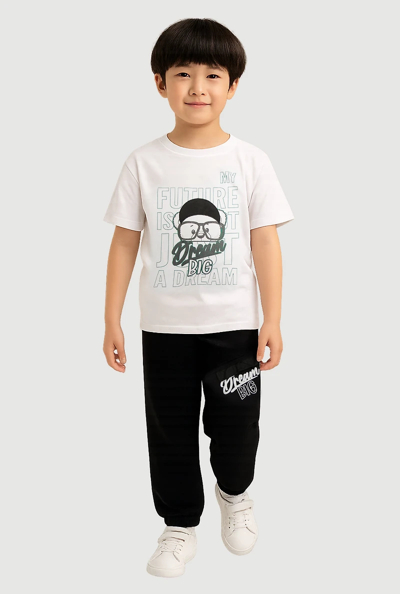 Little Boys Dream Big Graphic Tee and Sweatpants Set