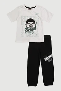 Little Boys Dream Big Graphic Tee and Sweatpants Set, White, Size 5-6