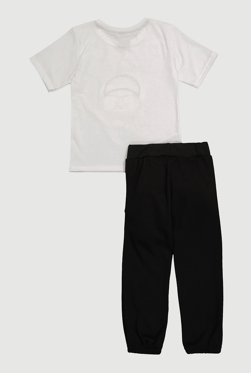 Little Boys Dream Big Graphic Tee and Sweatpants Set, White, Size 5-6