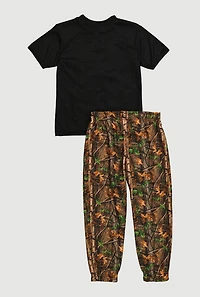 Little Boys Goat Graphic Tee and Camo Sweatpants
