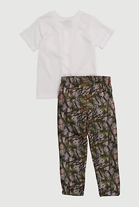 Little Boys Camo Teddy Graphic Shirt and Sweatpants