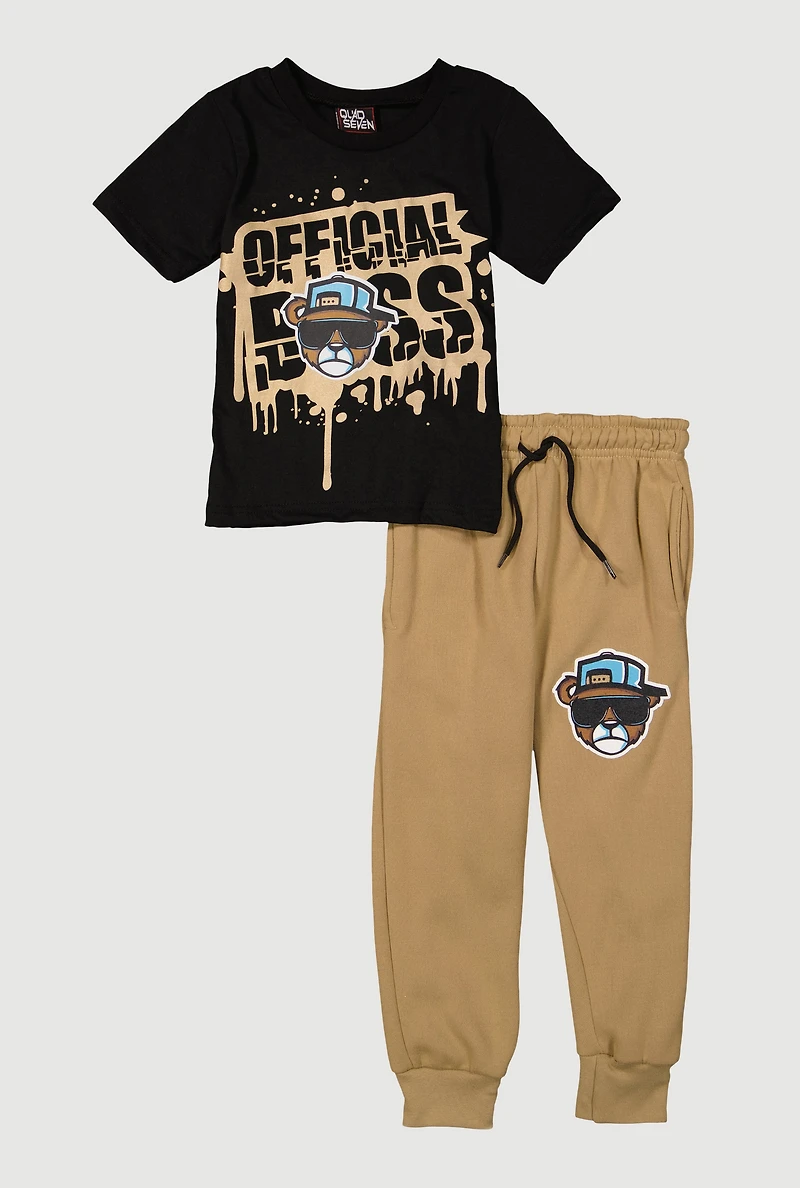 Toddler Boys Official Boss Graphic Tee and Cargo Joggers, Multi,