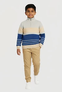 Little Boys Striped Mock Neck Sweater and Joggers Set