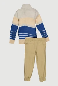 Little Boys Striped Mock Neck Sweater and Joggers Set