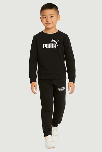 Little Boys Puma Graphic Sweatshirt and Joggers, Black, Size 4