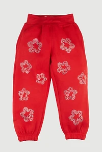 Little Boys Rhinestone Floral Joggers