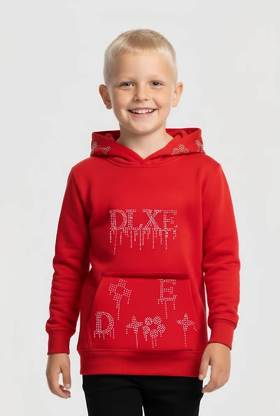 Little Boys DLXE Rhinestone Hooded Pullover Sweatshirt