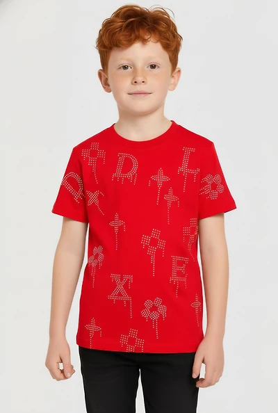 Little Boys Floral Rhinestone Graphic Tee