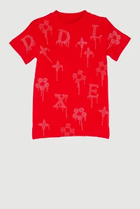 Little Boys Floral Rhinestone Graphic Tee