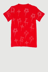 Little Boys Floral Rhinestone Graphic Tee