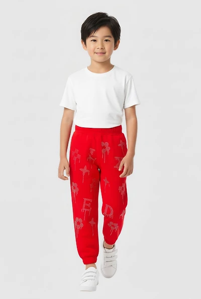 Little Boys Drippy Rhinestone Graphic Sweatpants