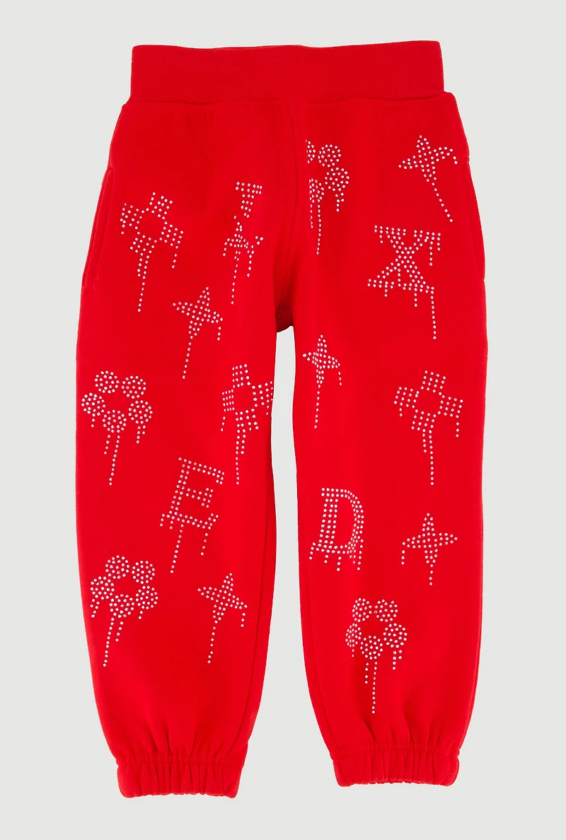 Little Boys Drippy Rhinestone Graphic Sweatpants