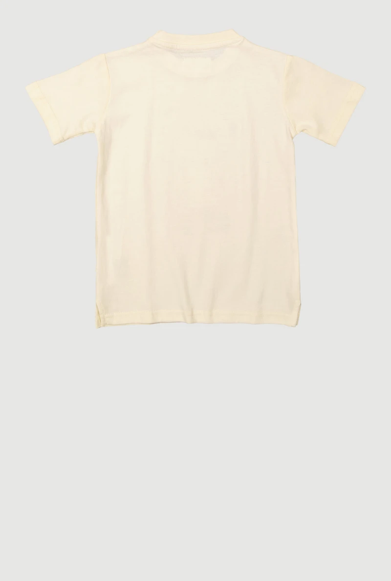 Little Boys Bear Graphic Rhinestone Short Sleeve Tee, Beige, Size 7