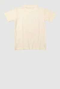 Little Boys Bear Graphic Rhinestone Short Sleeve Tee, Beige, Size 4