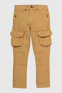 Little Boys Slim Leg Moto Cargo Pants, Khaki, Size 7