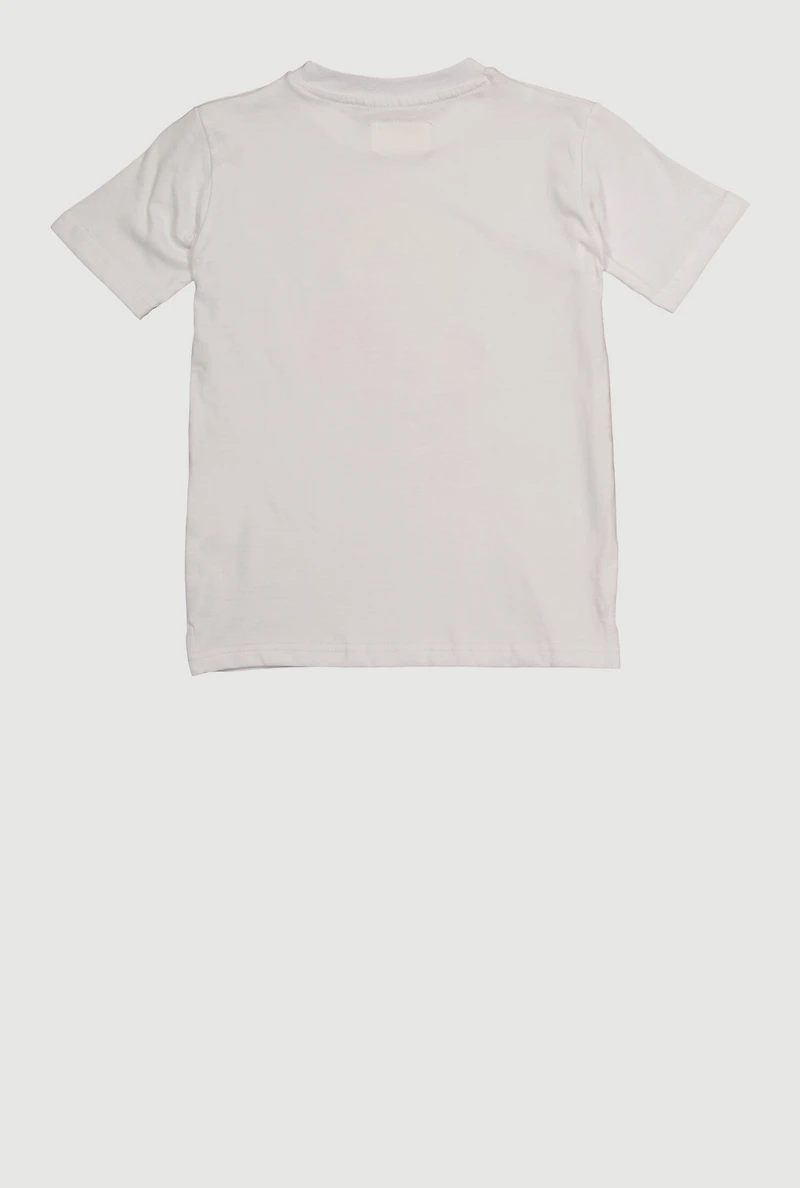 Little Boys Rhinestone Bear Graphic T-Shirt, White, Size 6