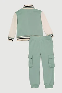 Little Boys King Graphic Varsity Jacket and Sweatpants