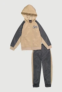 Little Boys Color Blocked 23 Graphic Zip Front Hoodie and Joggers