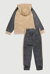 Little Boys Color Blocked 23 Graphic Zip Front Hoodie and Joggers