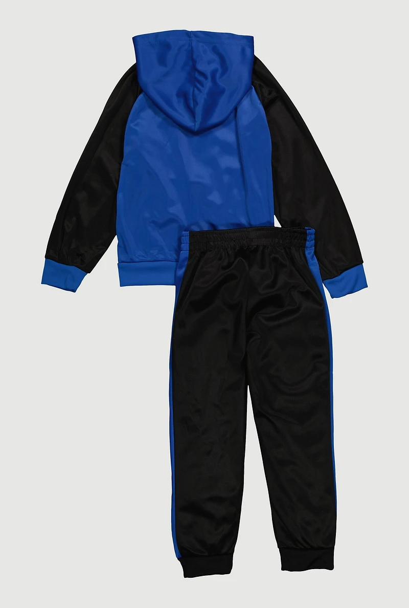 Little Boys Color Blocked 23 Graphic Zip Front Hoodie and Joggers,