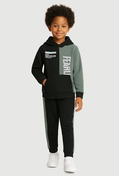 Little Boys Fearless Color Blocked Hoodie and Joggers, Multi, Size 5-6