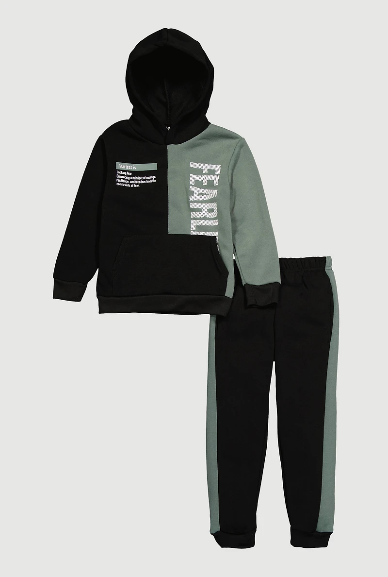 Little Boys Fearless Color Blocked Hoodie and Joggers, Multi,