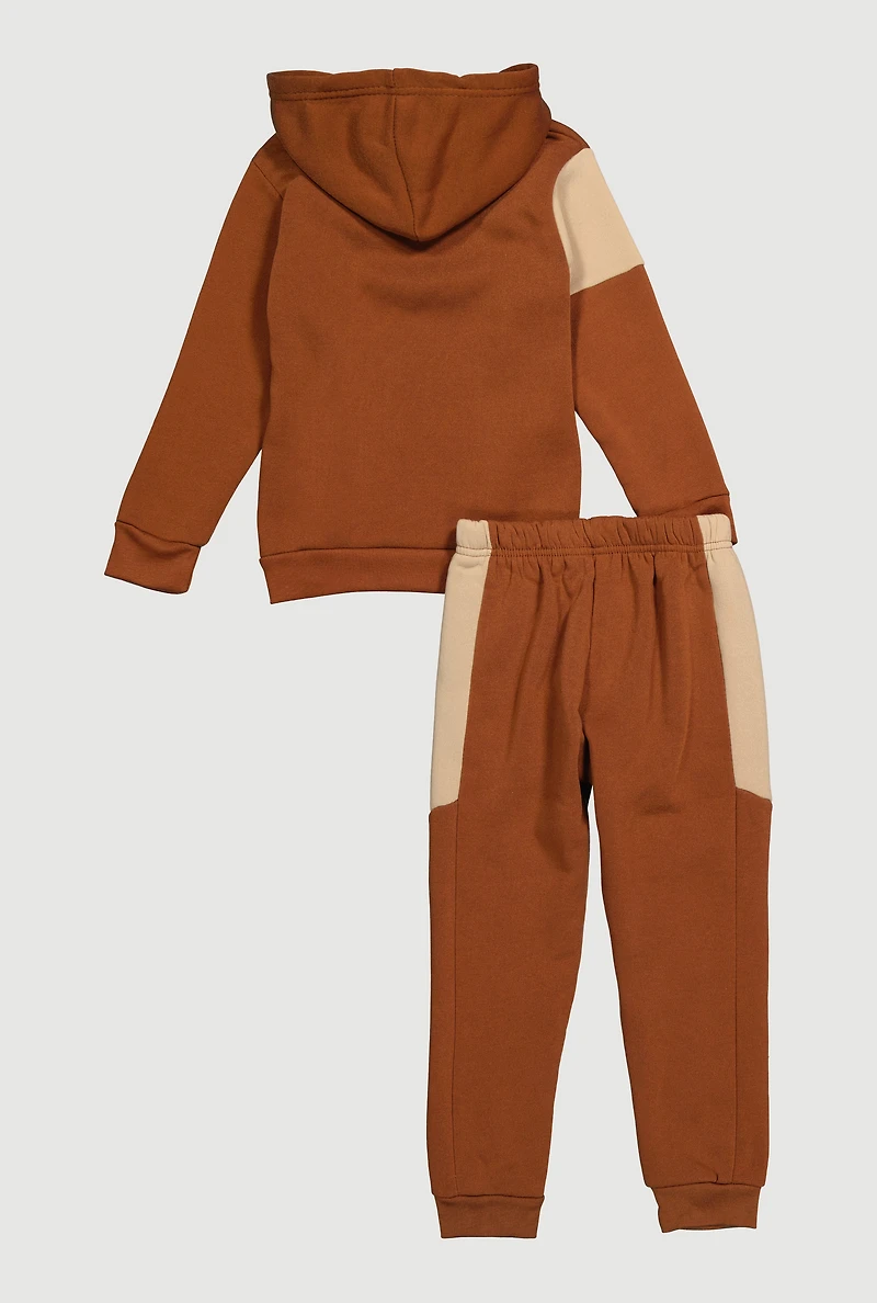 Little Boys Superior Pullover Hoodie and Joggers Set, Brown, Size 4
