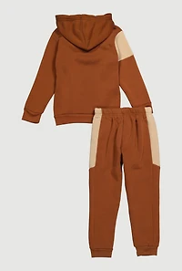 Little Boys Superior Pullover Hoodie and Joggers Set, Brown, Size 4
