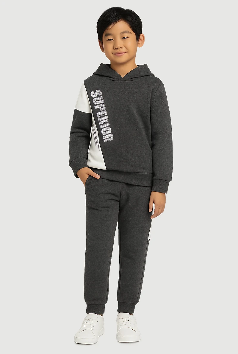 Little Boys Superior Pullover Hoodie and Joggers Set, Grey, Size 7