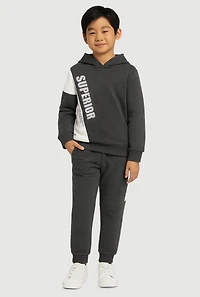 Little Boys Superior Pullover Hoodie and Joggers Set, Grey, Size 7