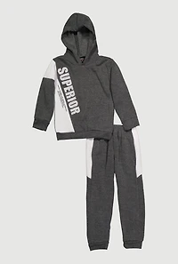 Little Boys Superior Pullover Hoodie and Joggers Set, Grey, Size 7