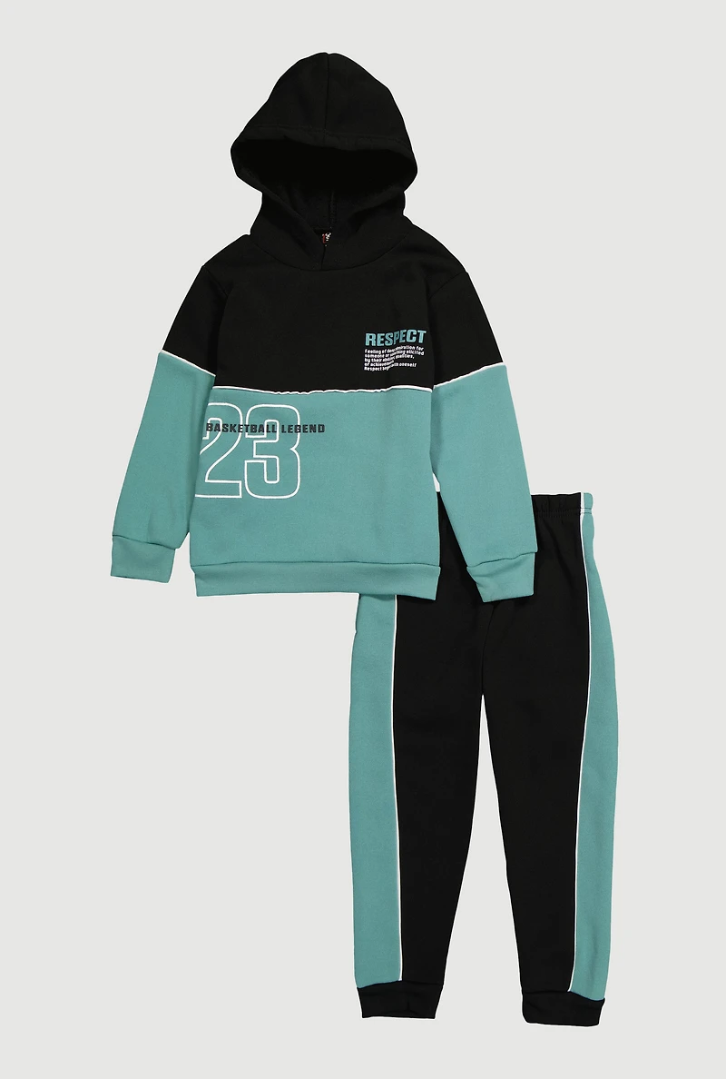 Little Boys Respect Basketball Legend 23 Hoodie and Joggers, Multi, Size 5-6