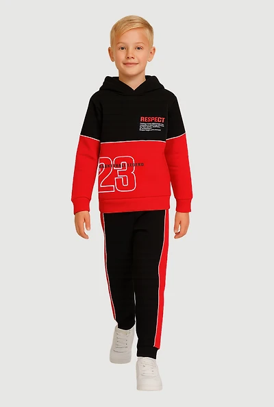 Little Boys Respect Basketball Legend 23 Hoodie and Joggers, Red, Size 5-6