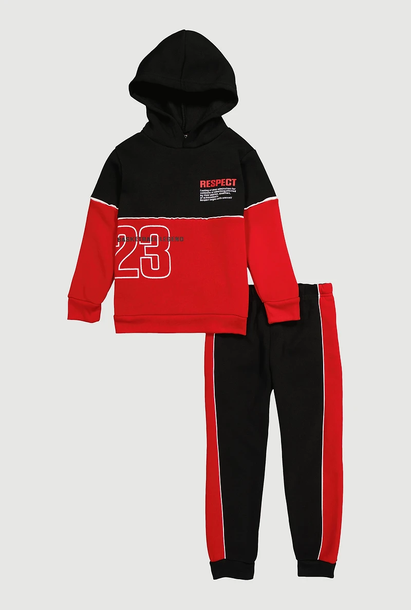 Little Boys Respect Basketball Legend 23 Hoodie and Joggers, Red, Size 5-6